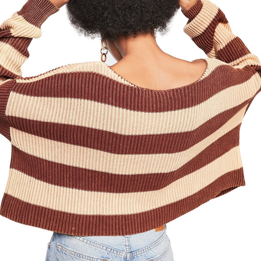 Free People, Just My Stripe Sweater, Rosemoon Combo, Medium - Picture 2 of 3
